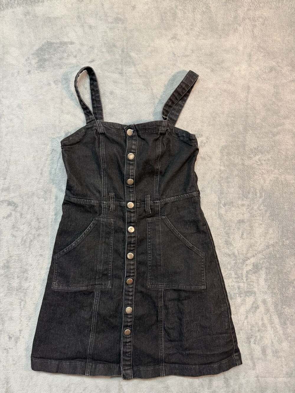 Allegra K Women's Black Denim Pinafore Dress Size Small